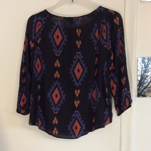 Lucky Brand Amelia Print Peasant Top - Picture 7 of 8